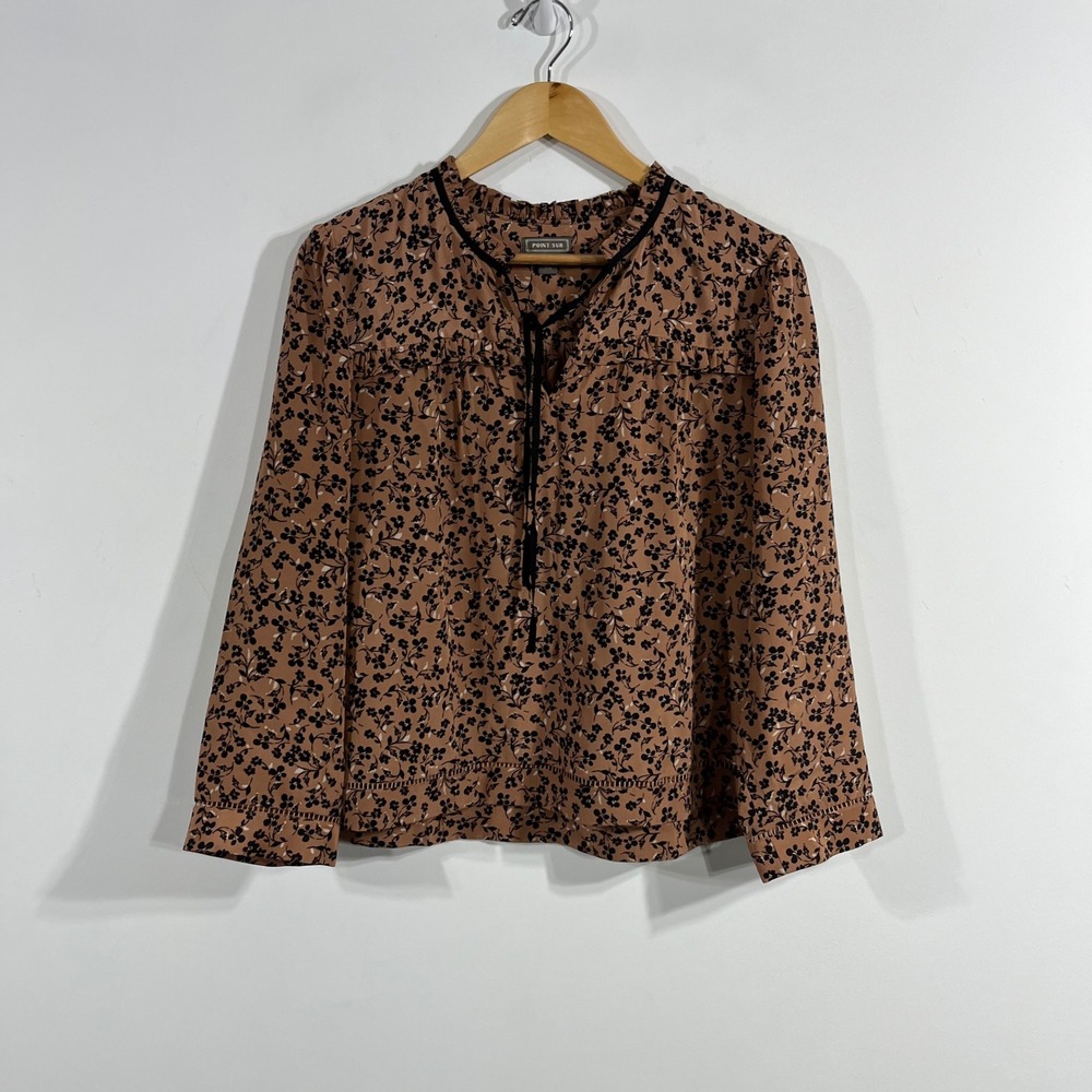 J.Crew Point Sur Renfair Boho Peasant Floral Ruffle Top Womens Large Regency